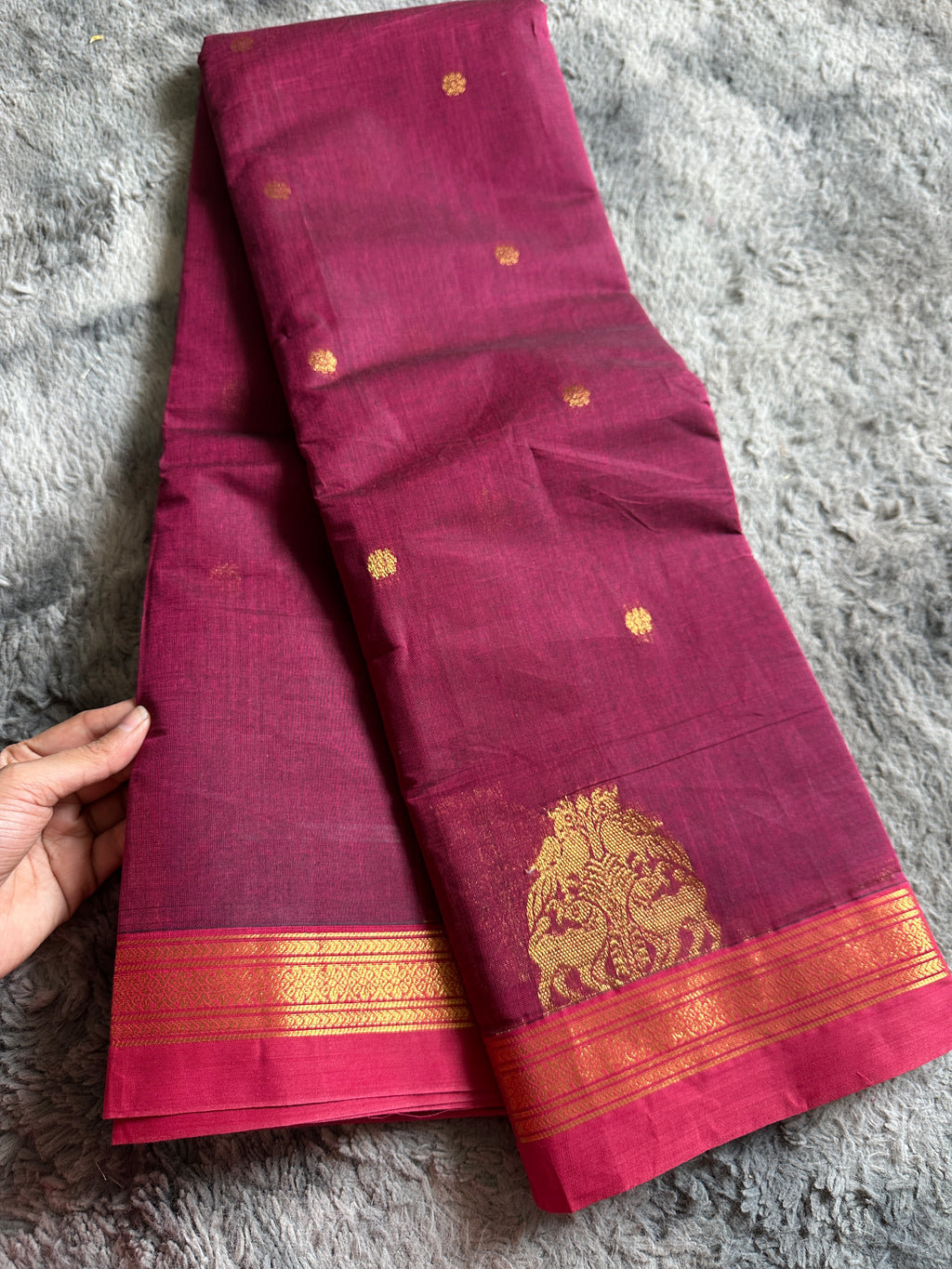 Premium Kanchi Cotton- Wine