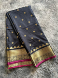 Semi Silk Black Magenta Buta