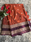 Semi silk - Rust Orange Plum Gap Border