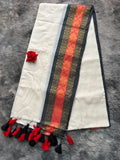 White with black orange border