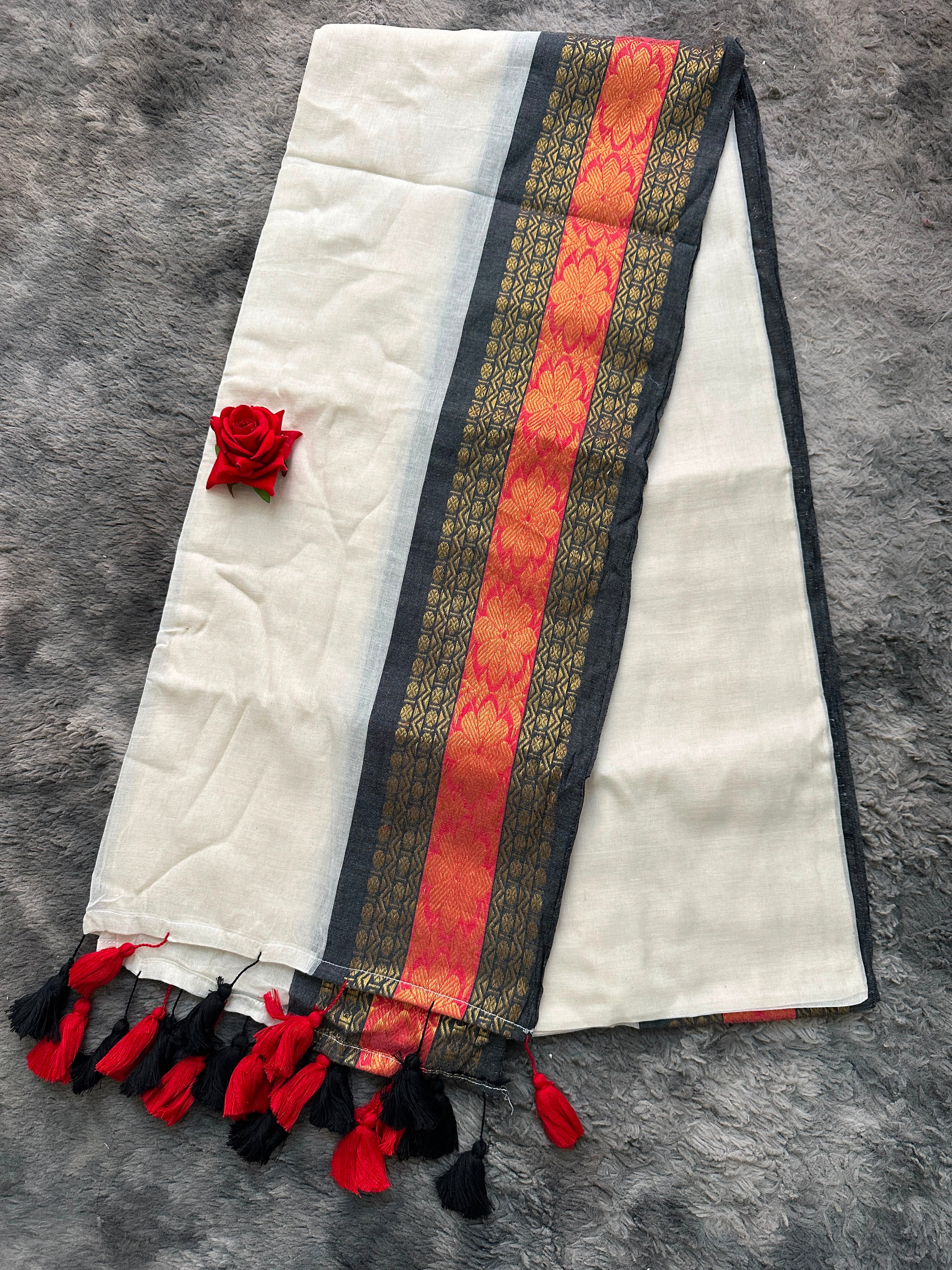 White with black orange border