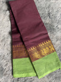 Kanchi cotton Coffee Brown and Green