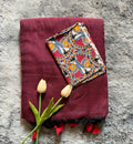 Khadi cotton Maroon with Kalamkari Blouse