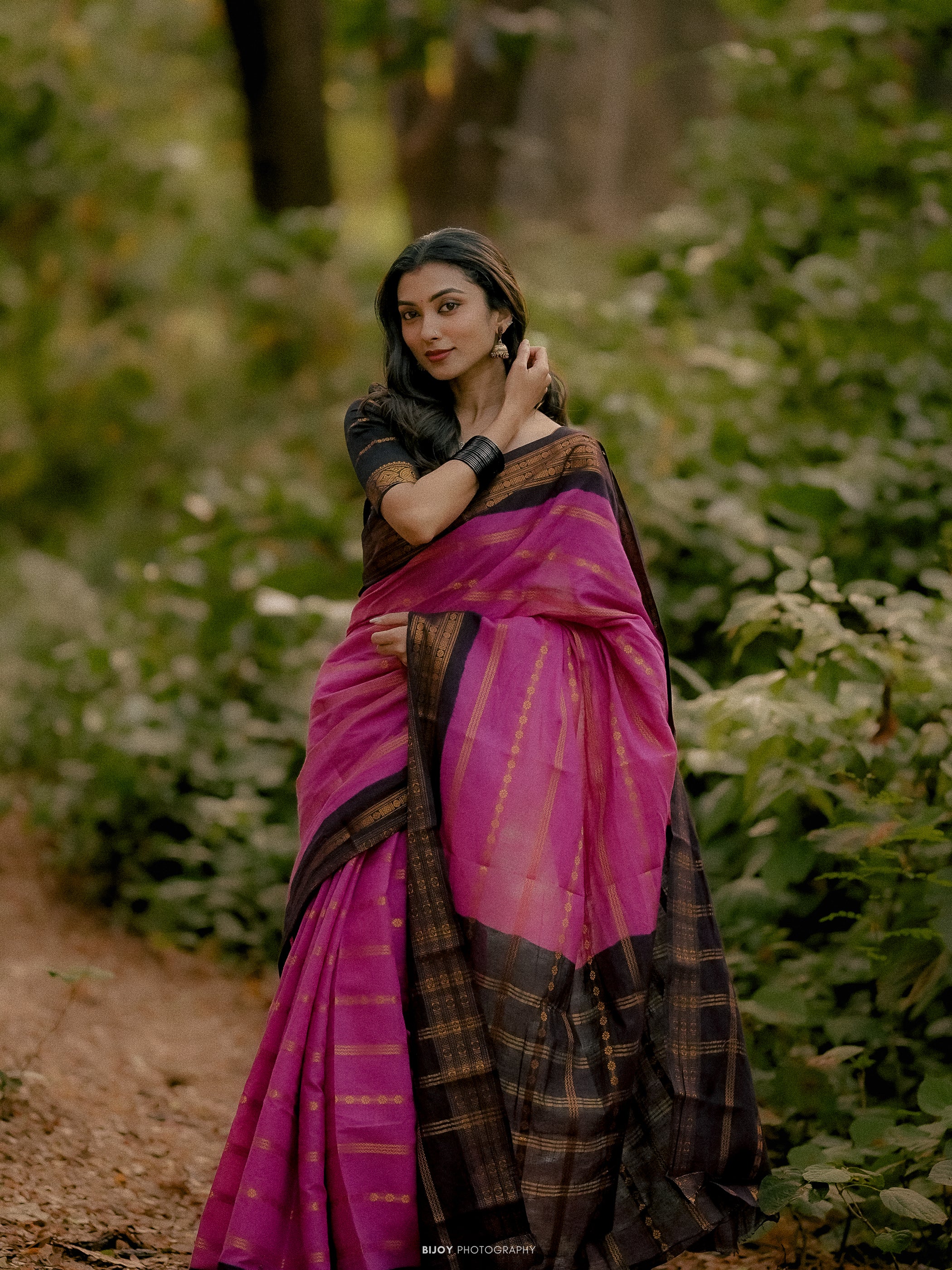 Sungudi Pink Black Kammal Velthari