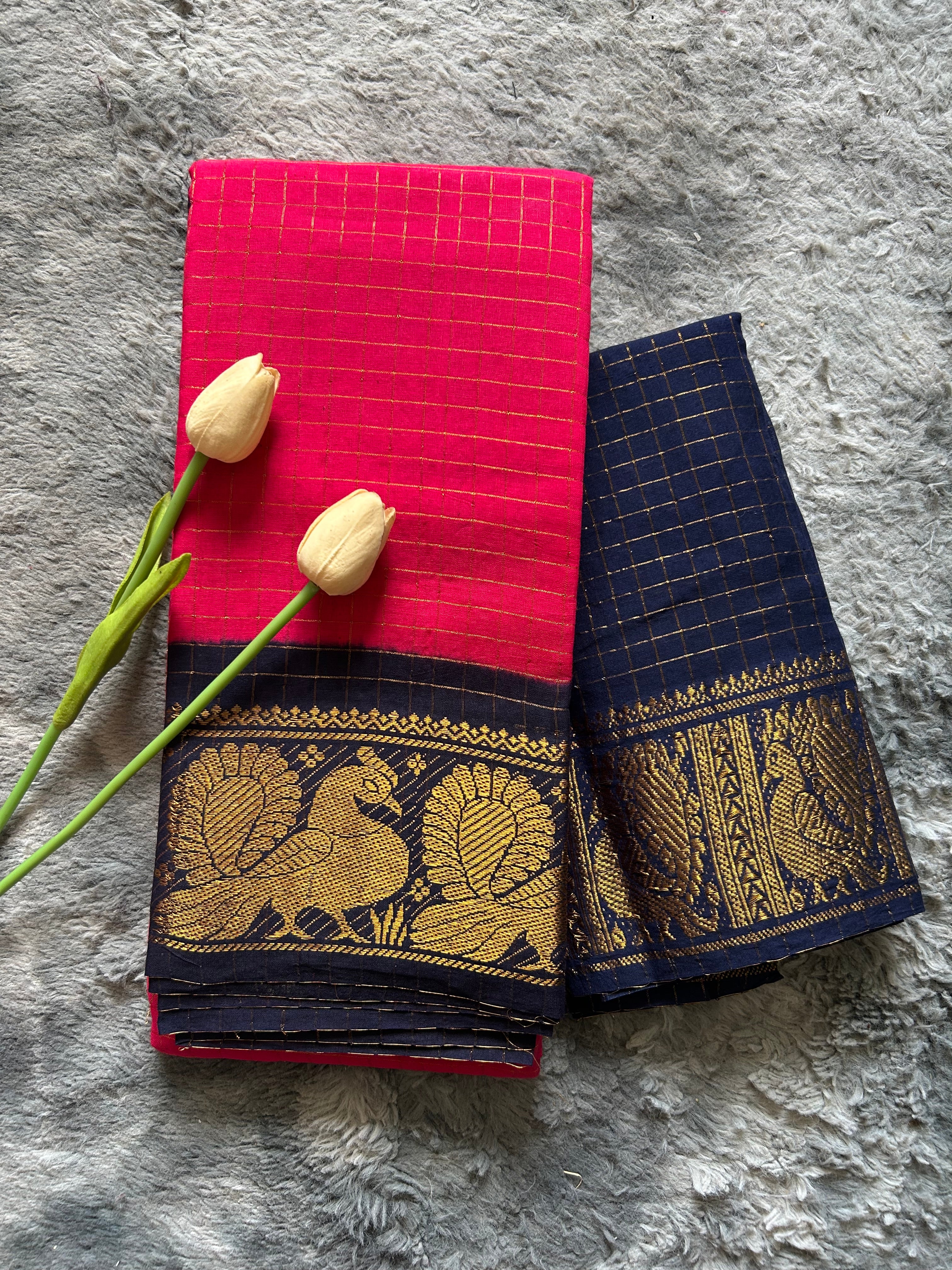 Pink dark Blue sungudi