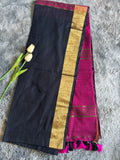 Khadi Cotton - Black Magenta