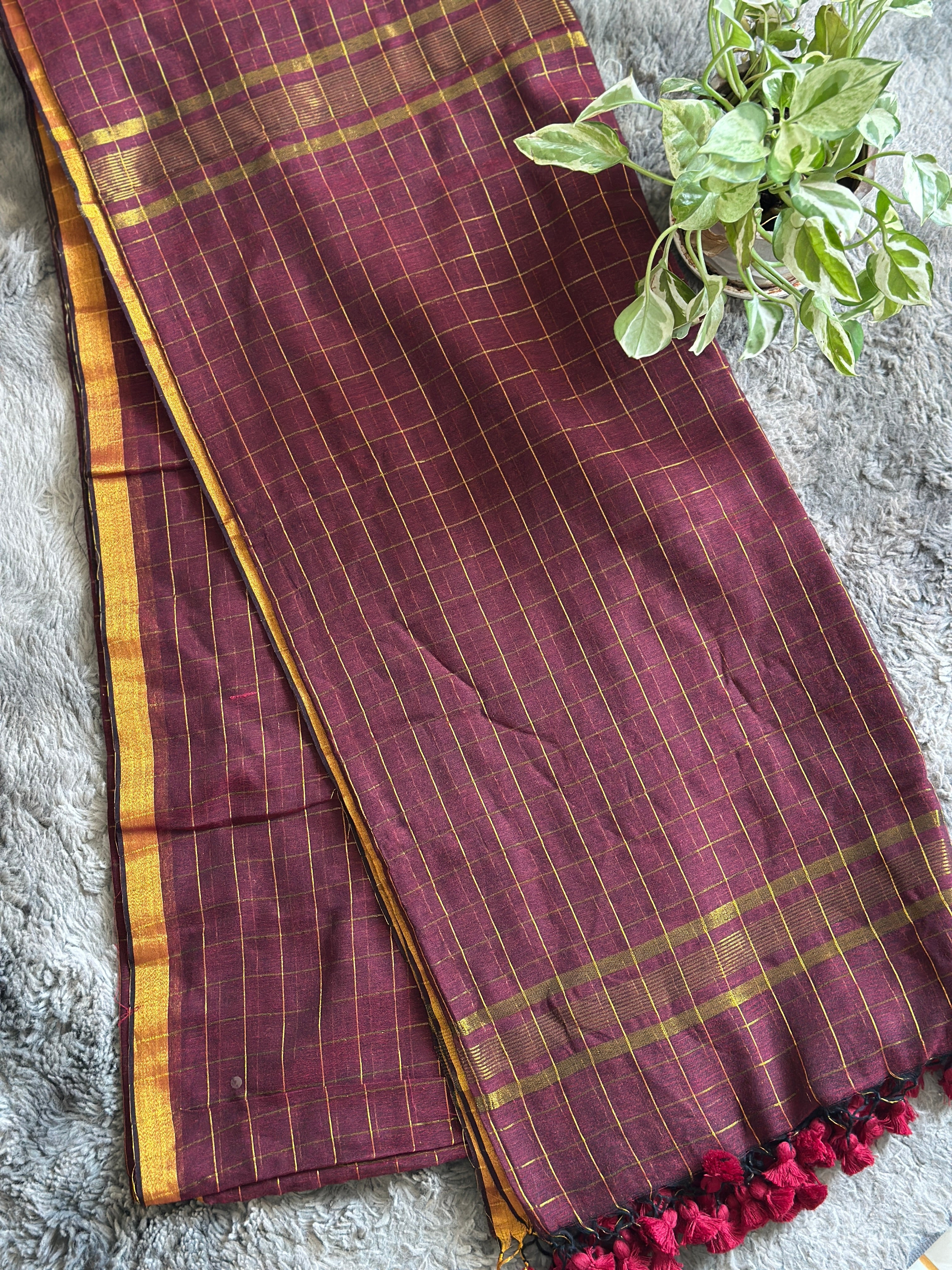 Mulcotton deep maroon check