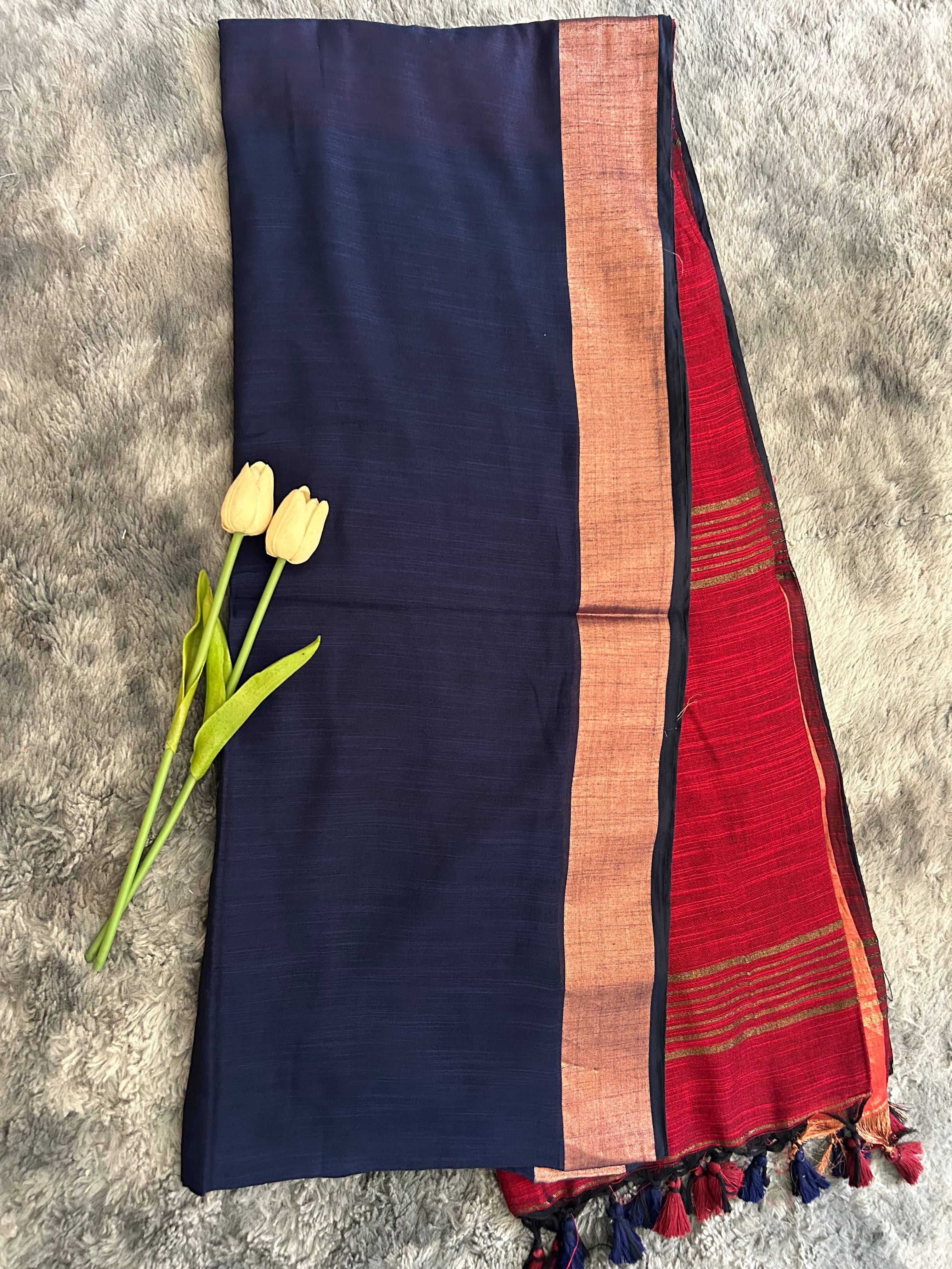 Khadi Cotton - Blue Red