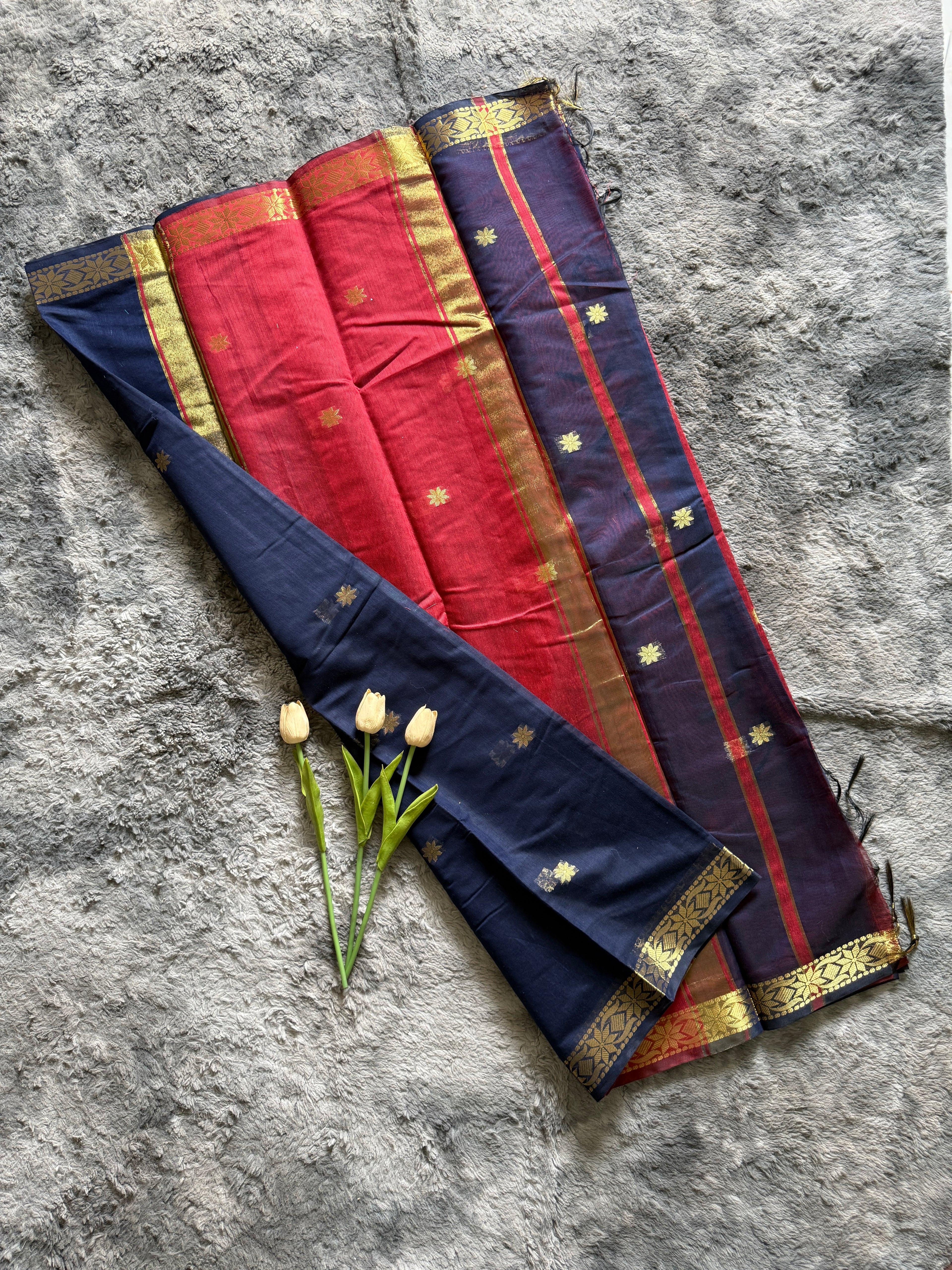 Maheswari Cotton - Blue Red