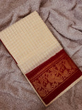 Sungudi Cream with Maroon