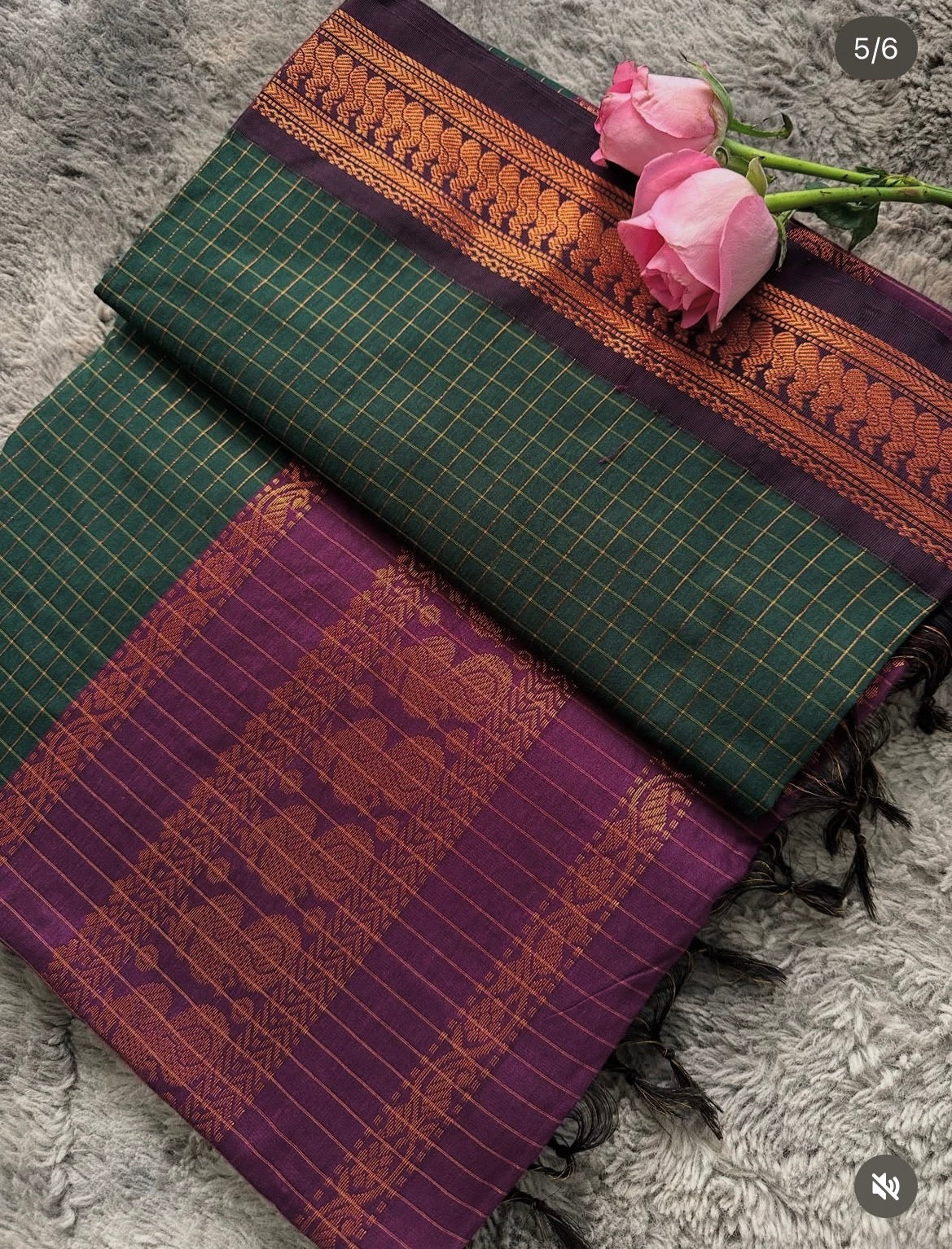 Kalyani Bottle Green dark Purple