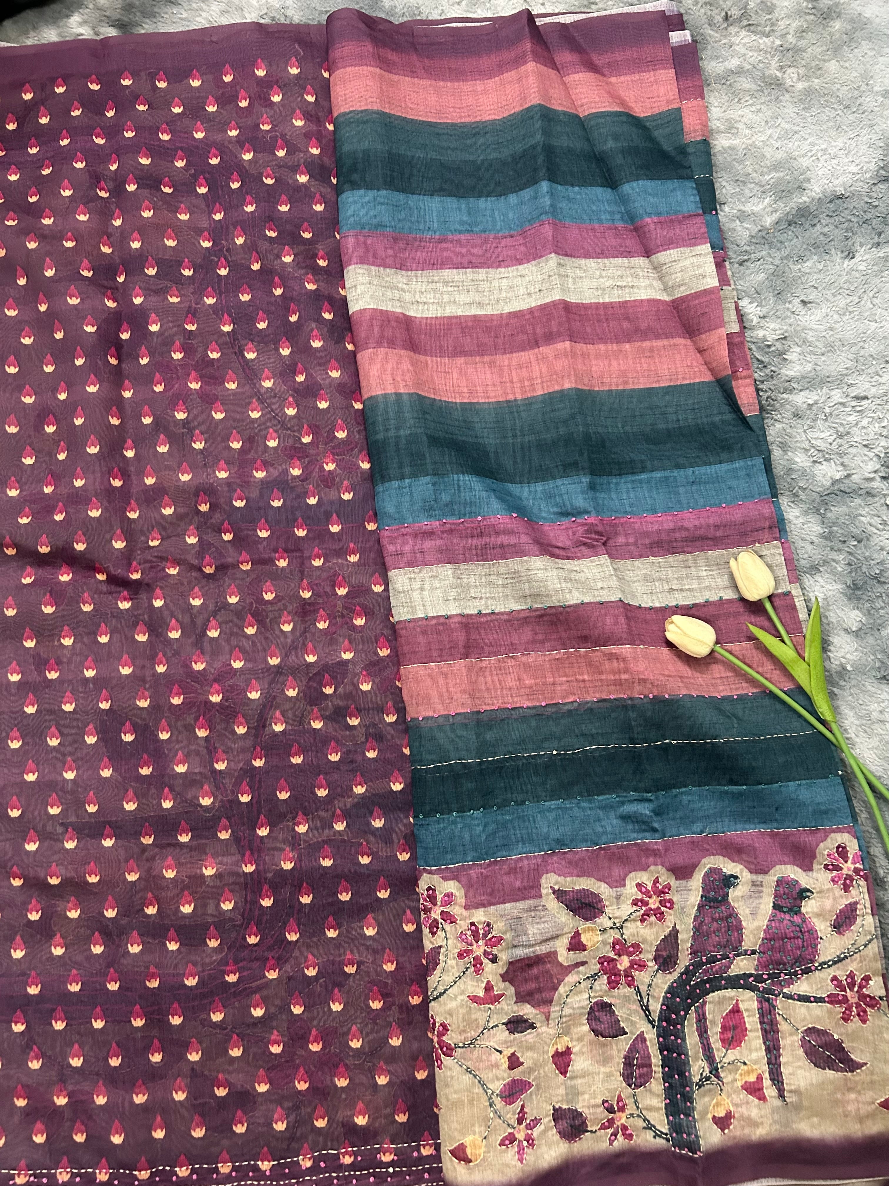 Chanderi French Knot Plum