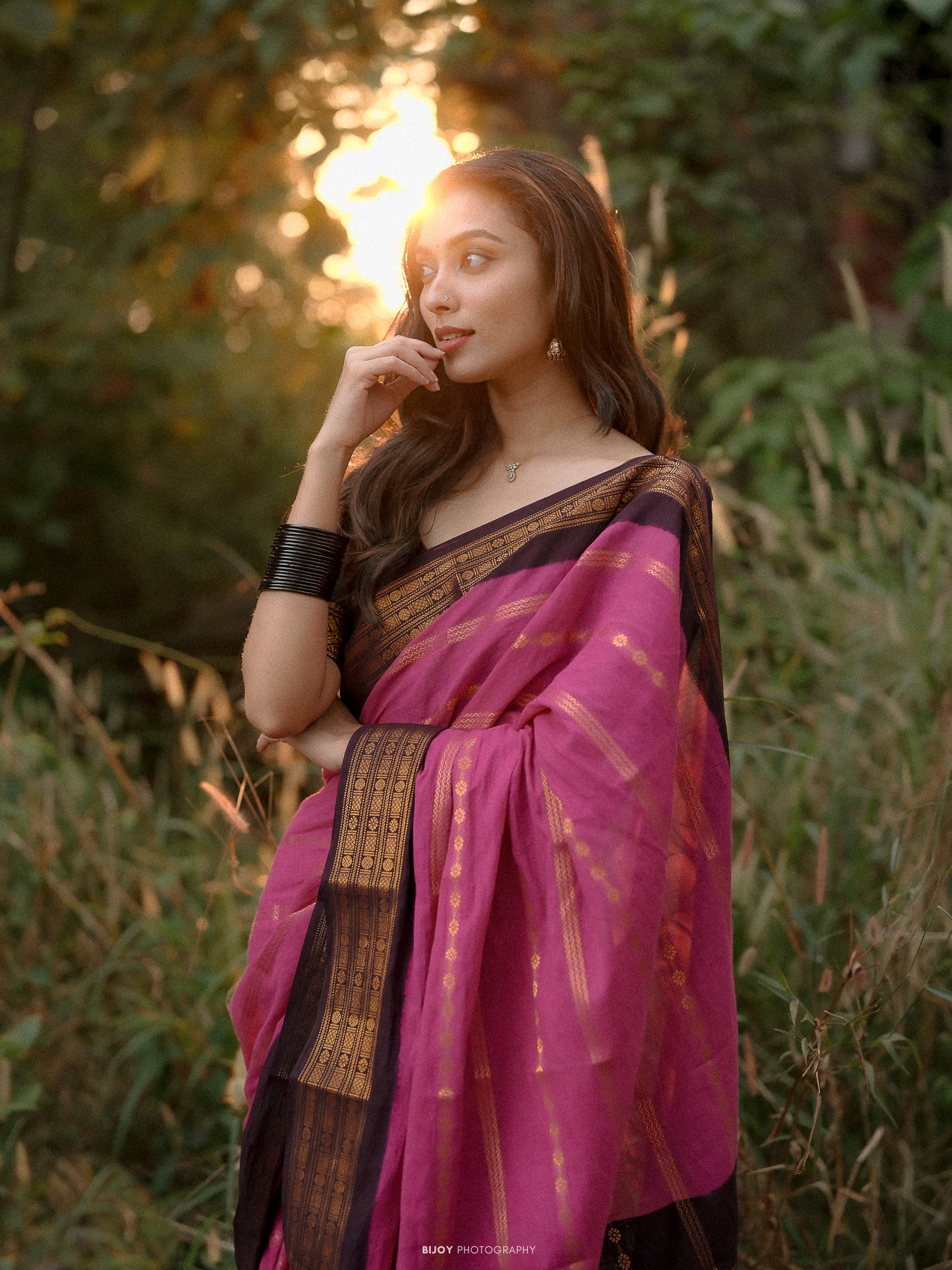 Sungudi Pink Black Kammal Velthari