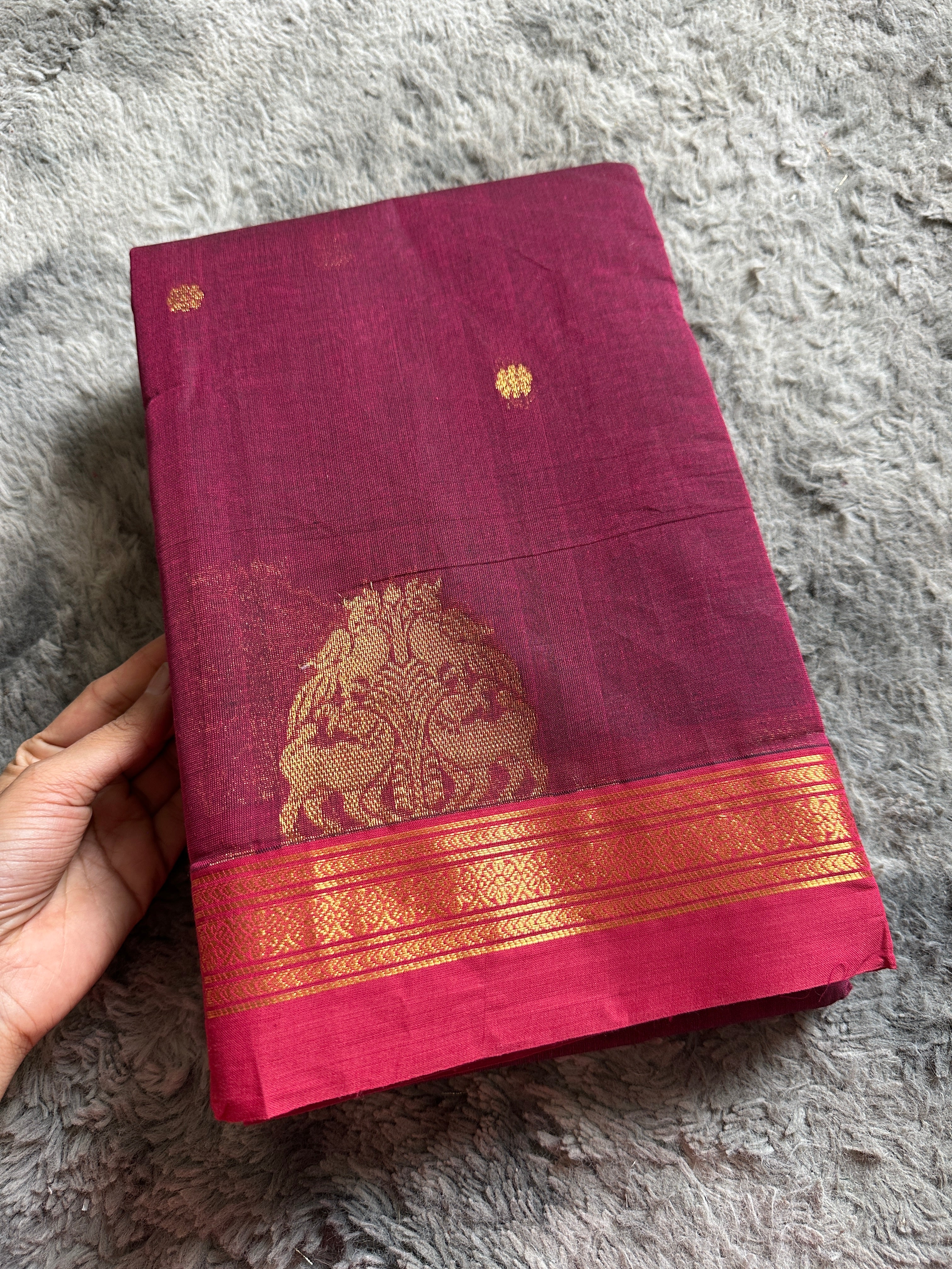 Premium Kanchi Cotton- Wine