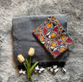 Khadi cotton grey with kalamkari blouse