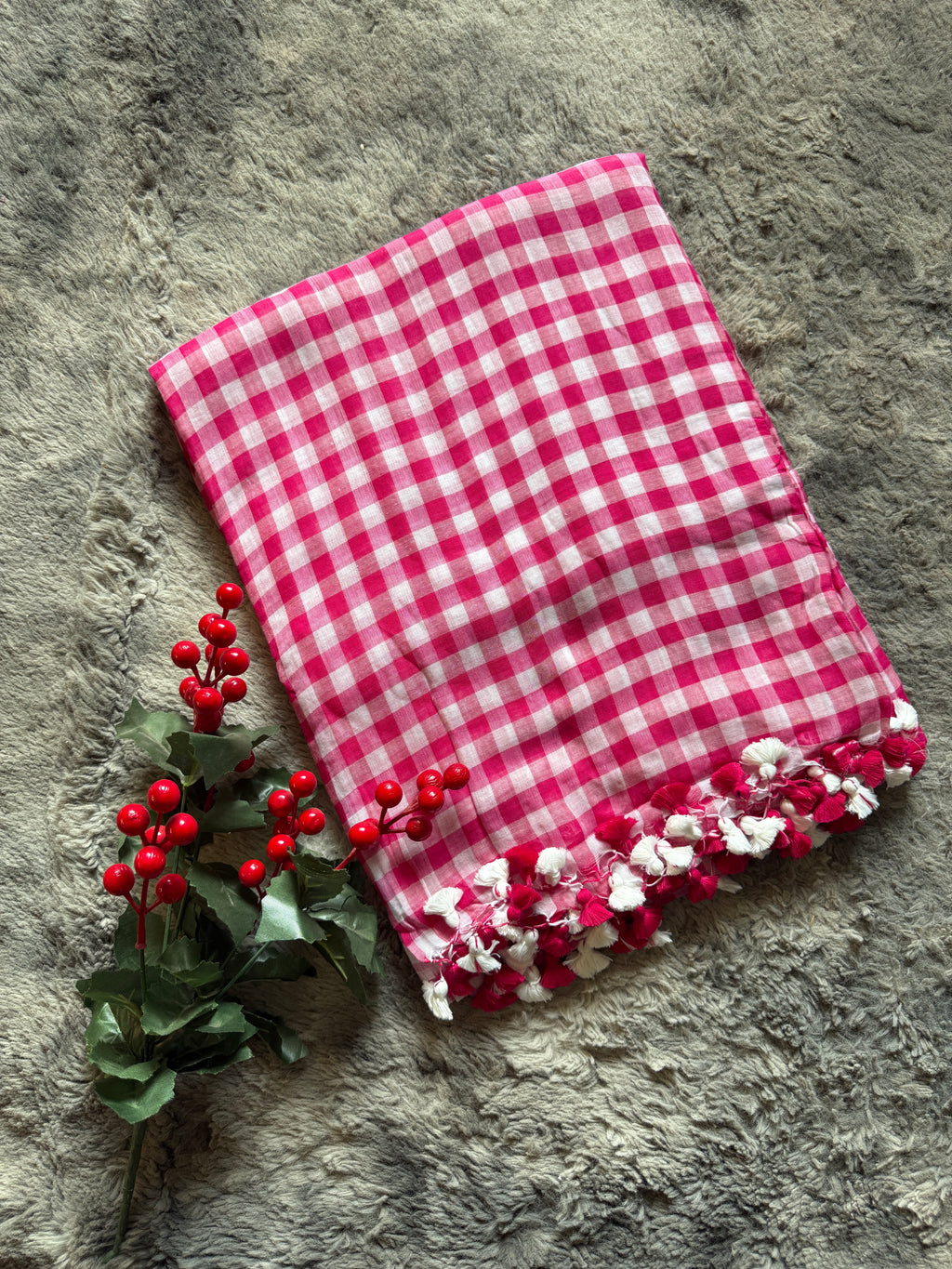 Mulcotton checks pink white