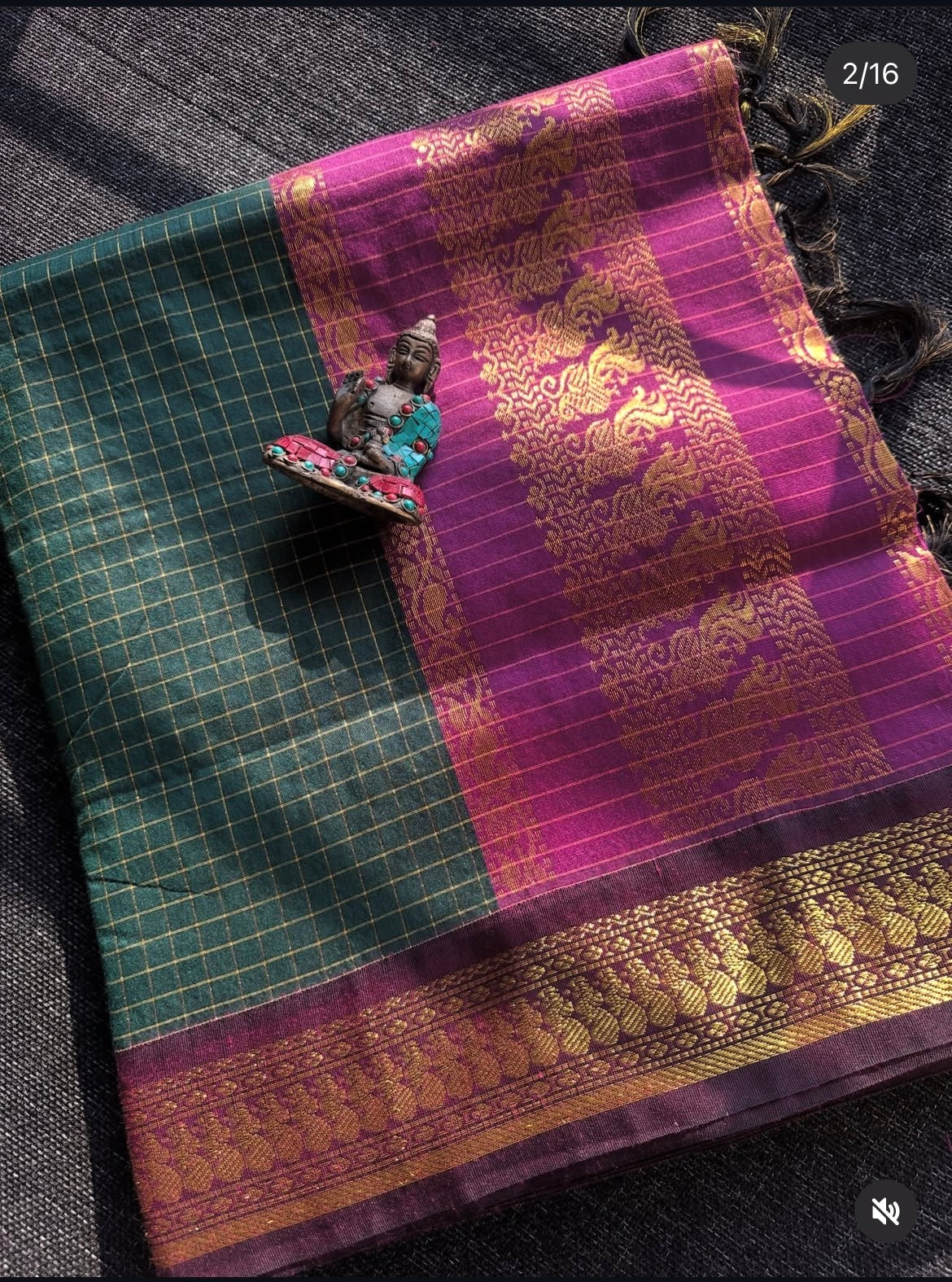 Kalyani Bottle Green Magenta