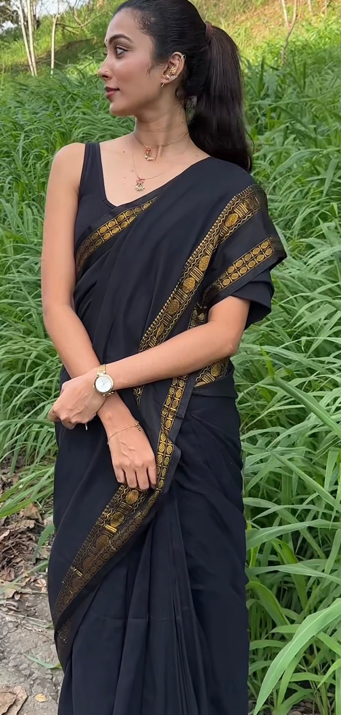 Kanchi Border Soft Cotton Black