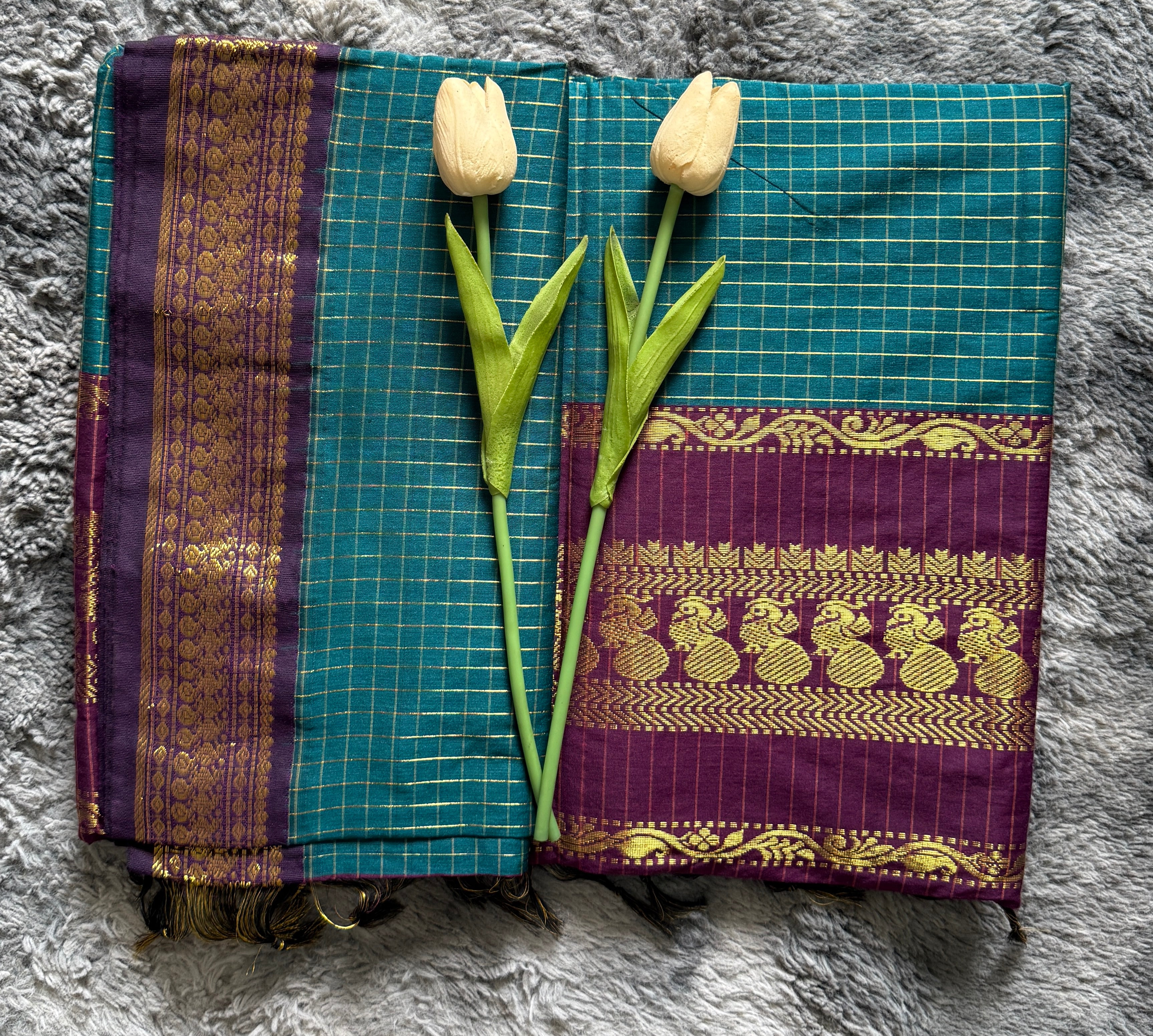 Kalyani Dark Green and Plum