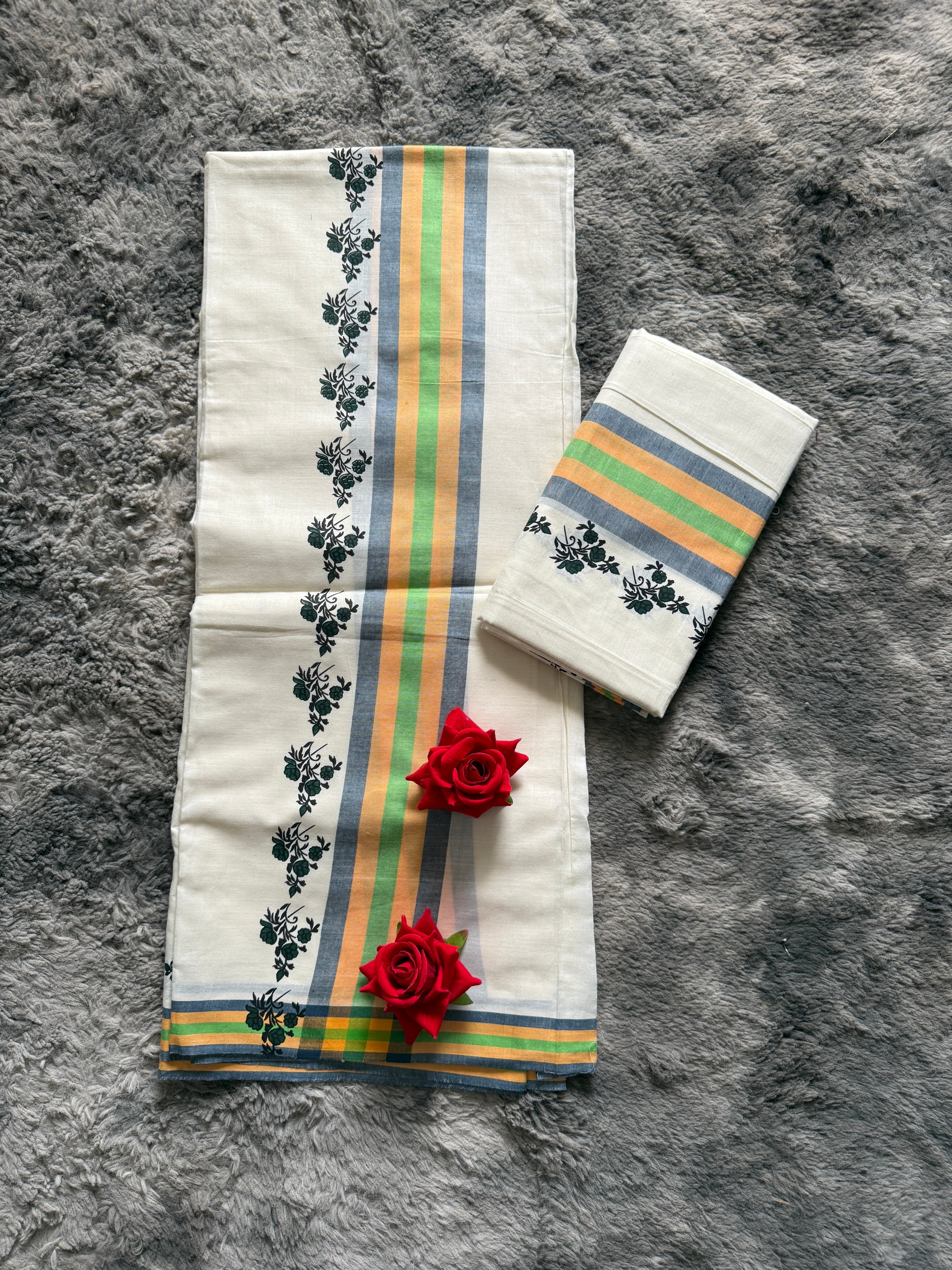 Set Mundu - Grey Green Yellow