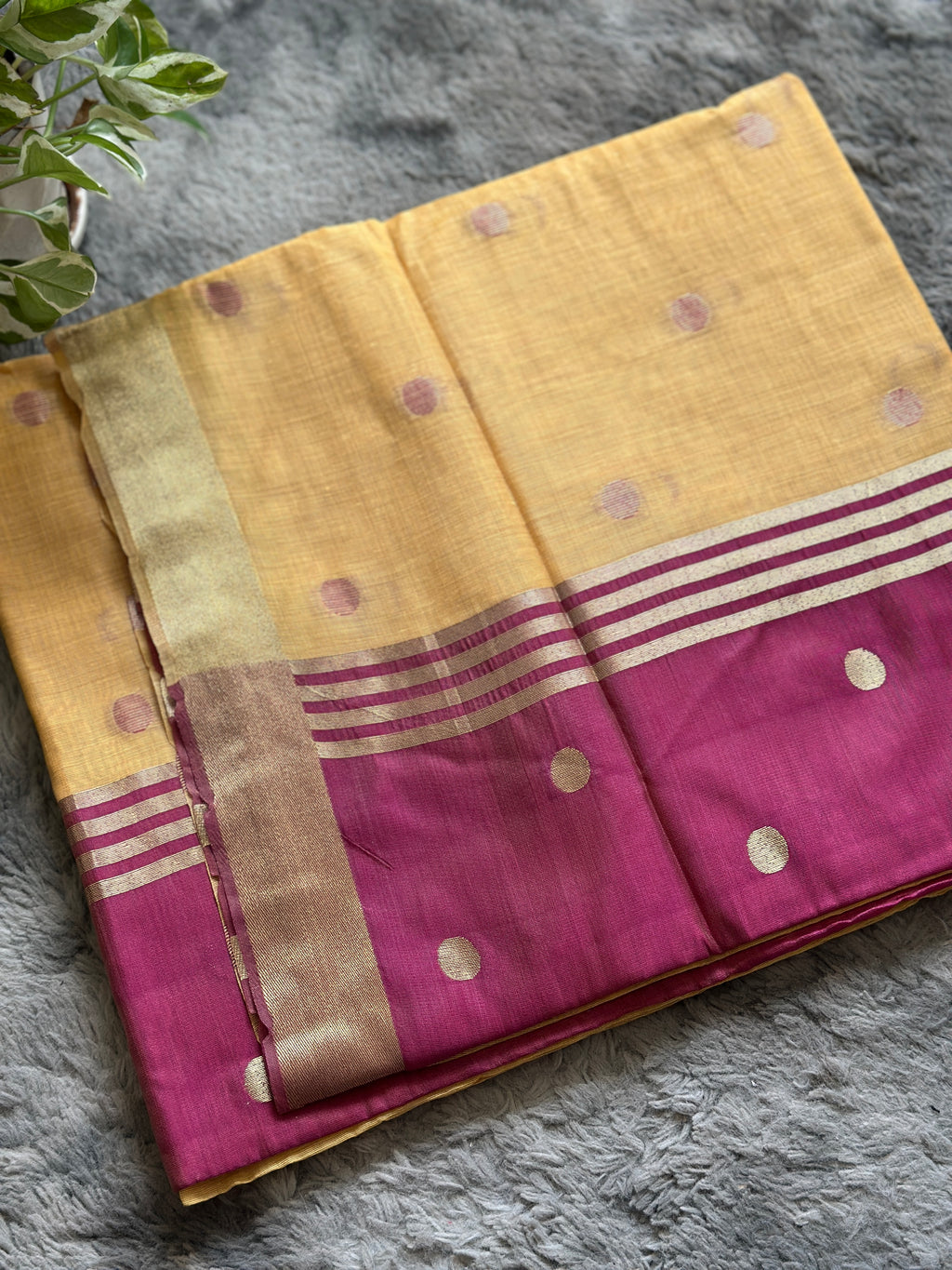Maheswari Cotton Yellow Pink