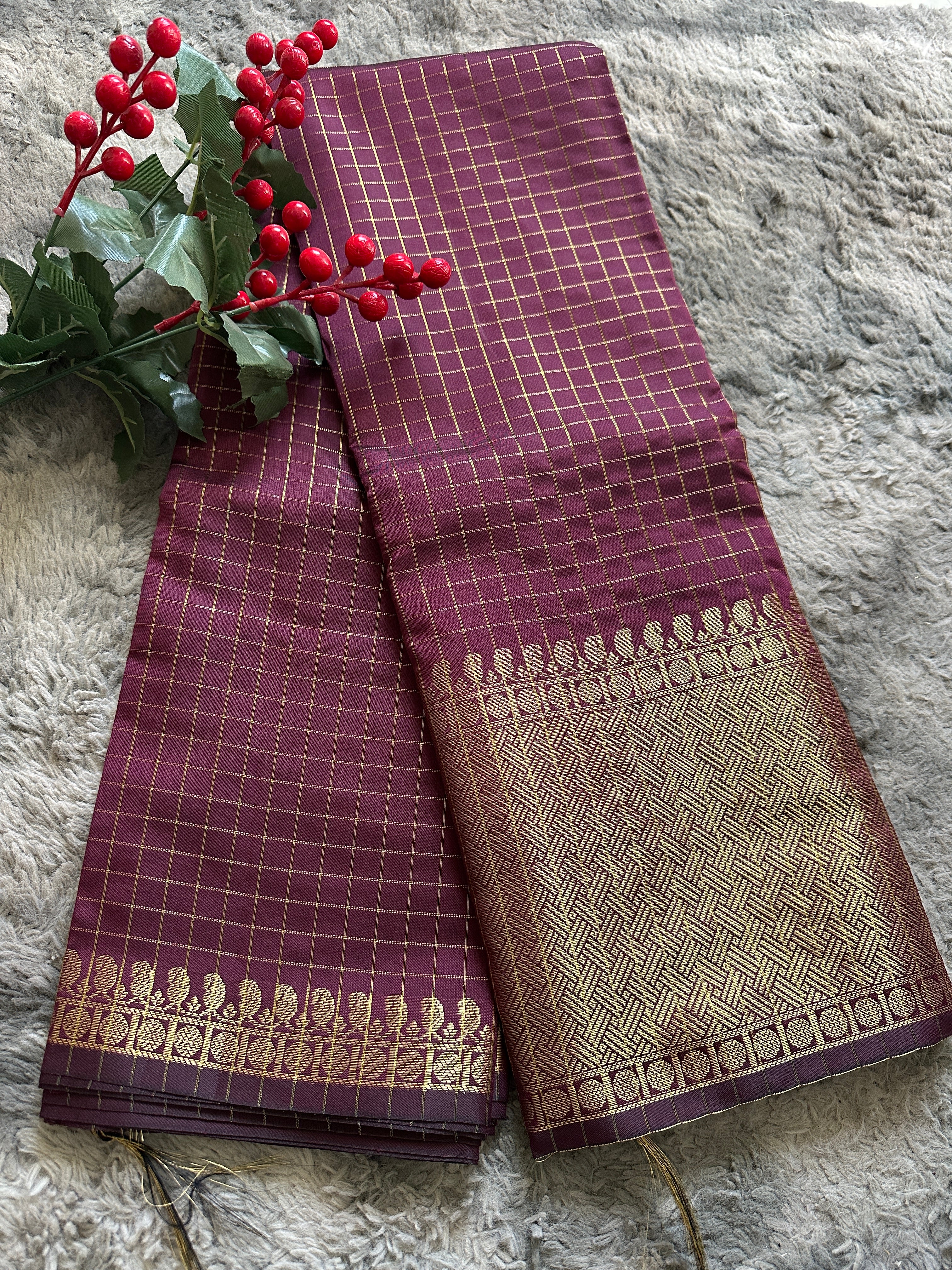 Semi silk Plum Check