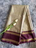 Semi Silk - Offwhite Plum Gap border