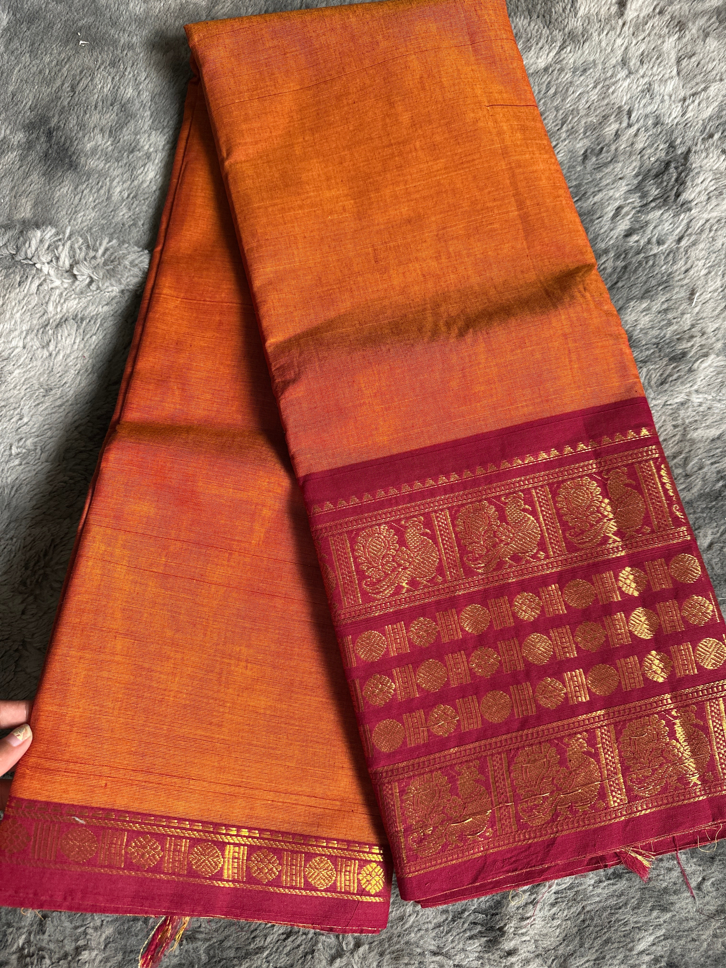 Kanchi cotton Orange Maroon