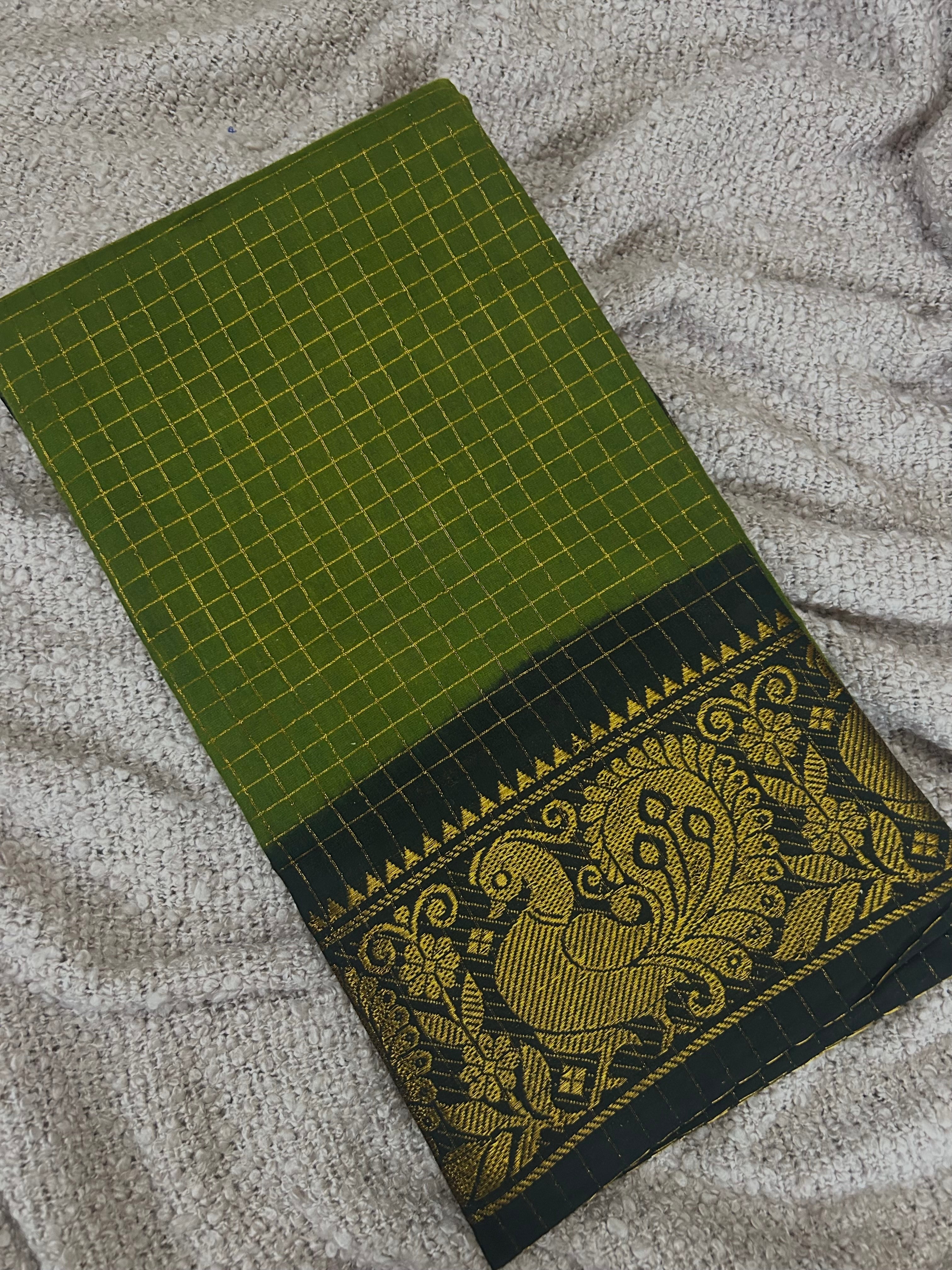 Sungudi Green Black Checks