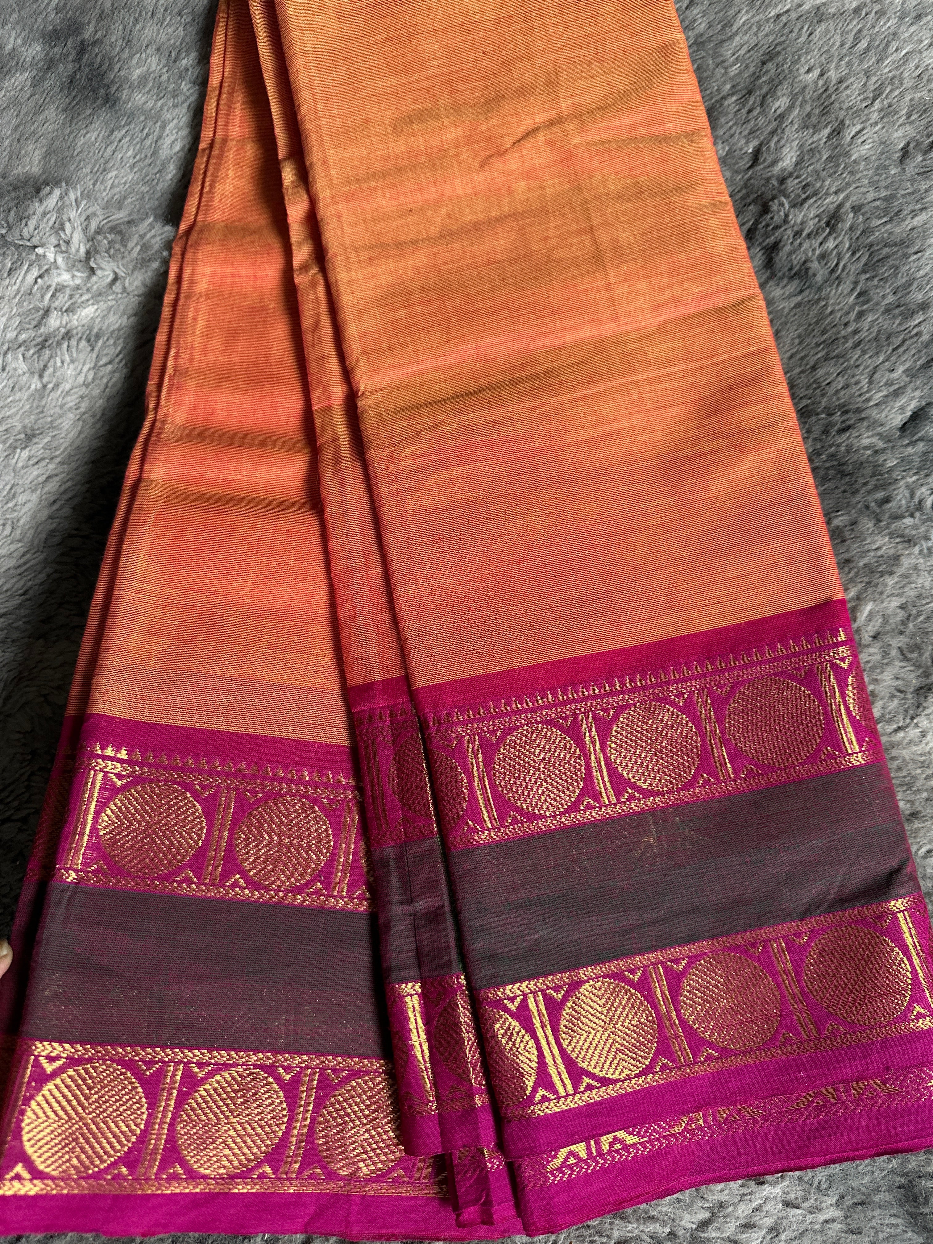 Kanchi Orange with Pink Gap border
