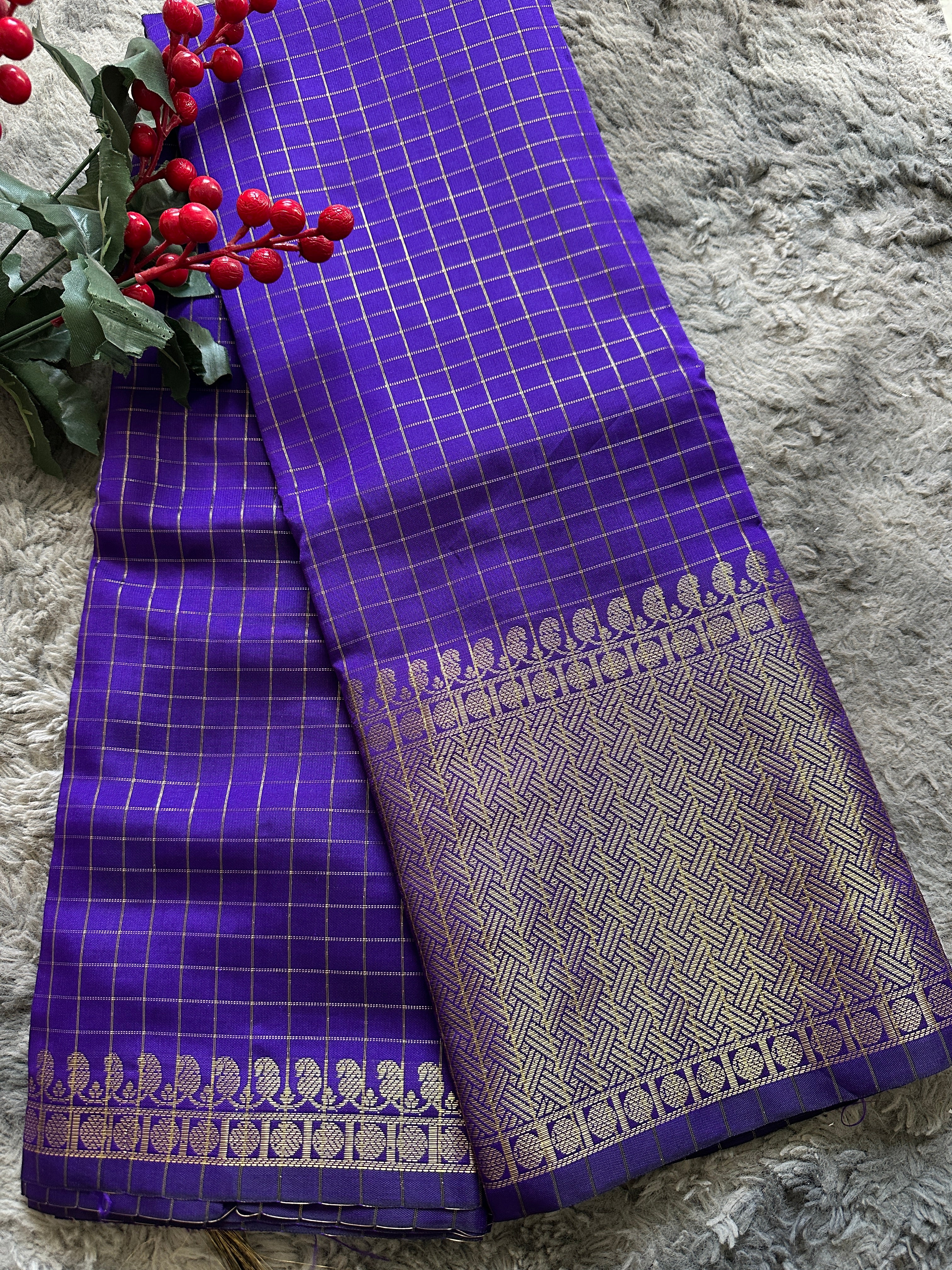 Semi Silk Purple Check