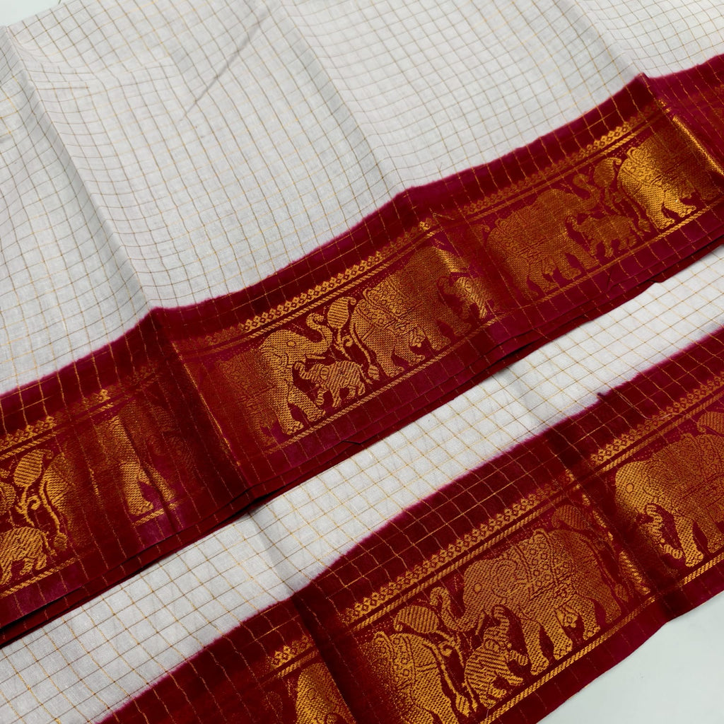 White Maroon Checks