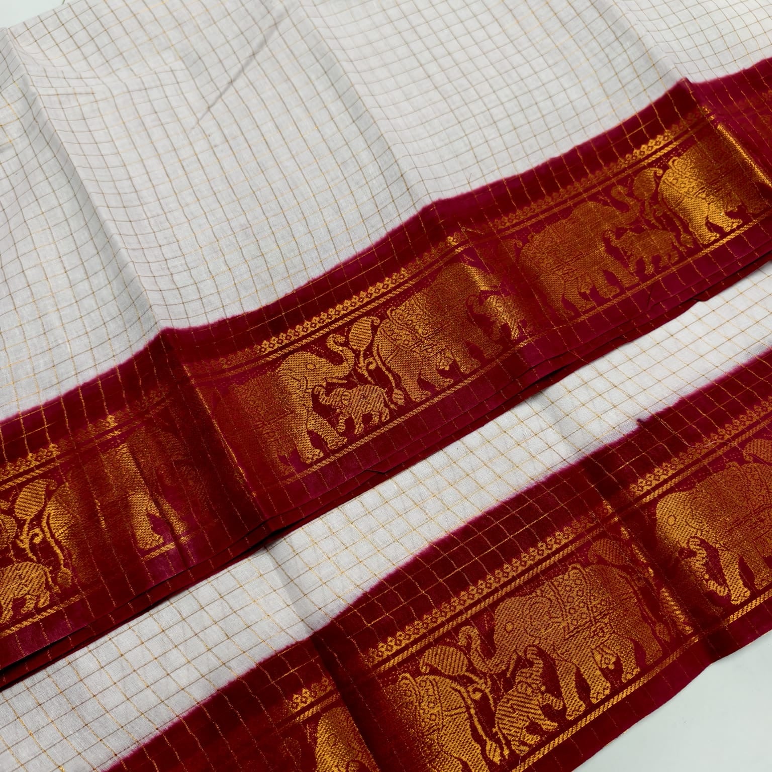 White Maroon Checks