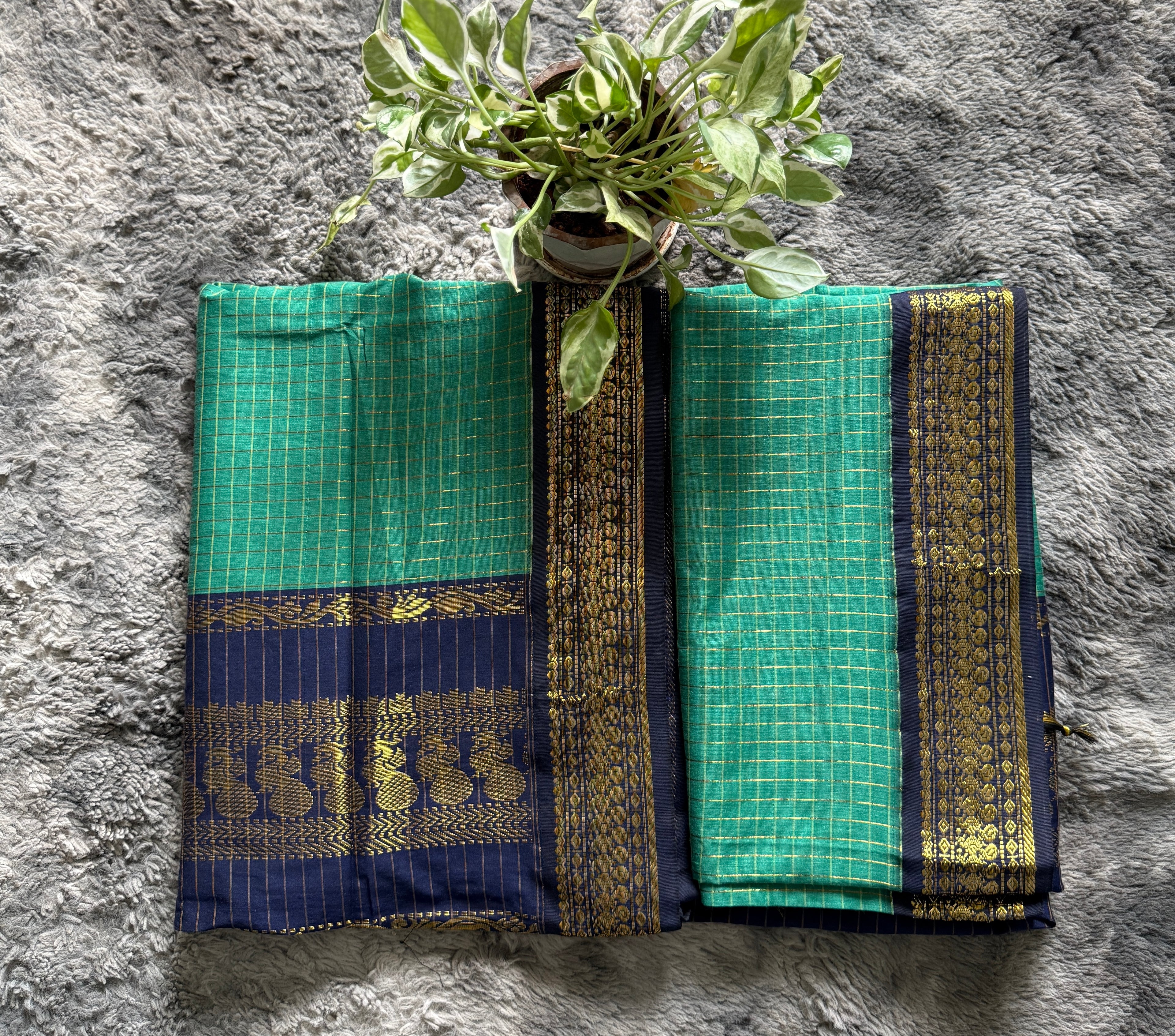 Kalyani Teal Blue and dark Blue