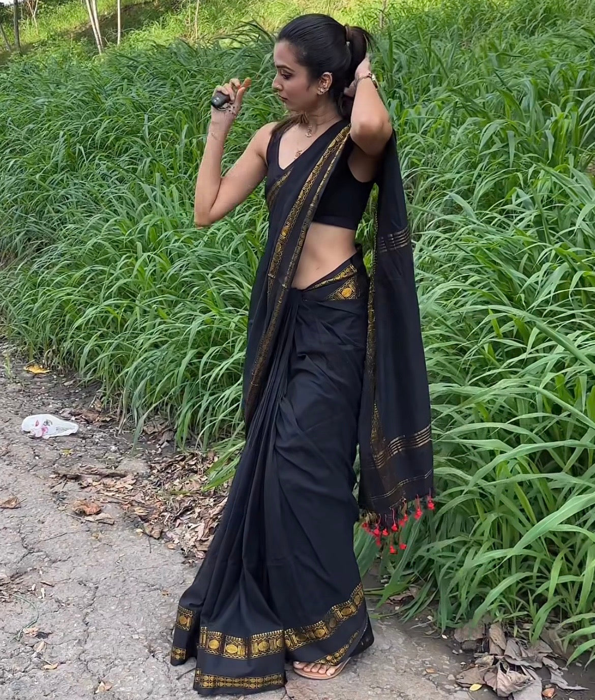 Kanchi Border Soft Cotton Black