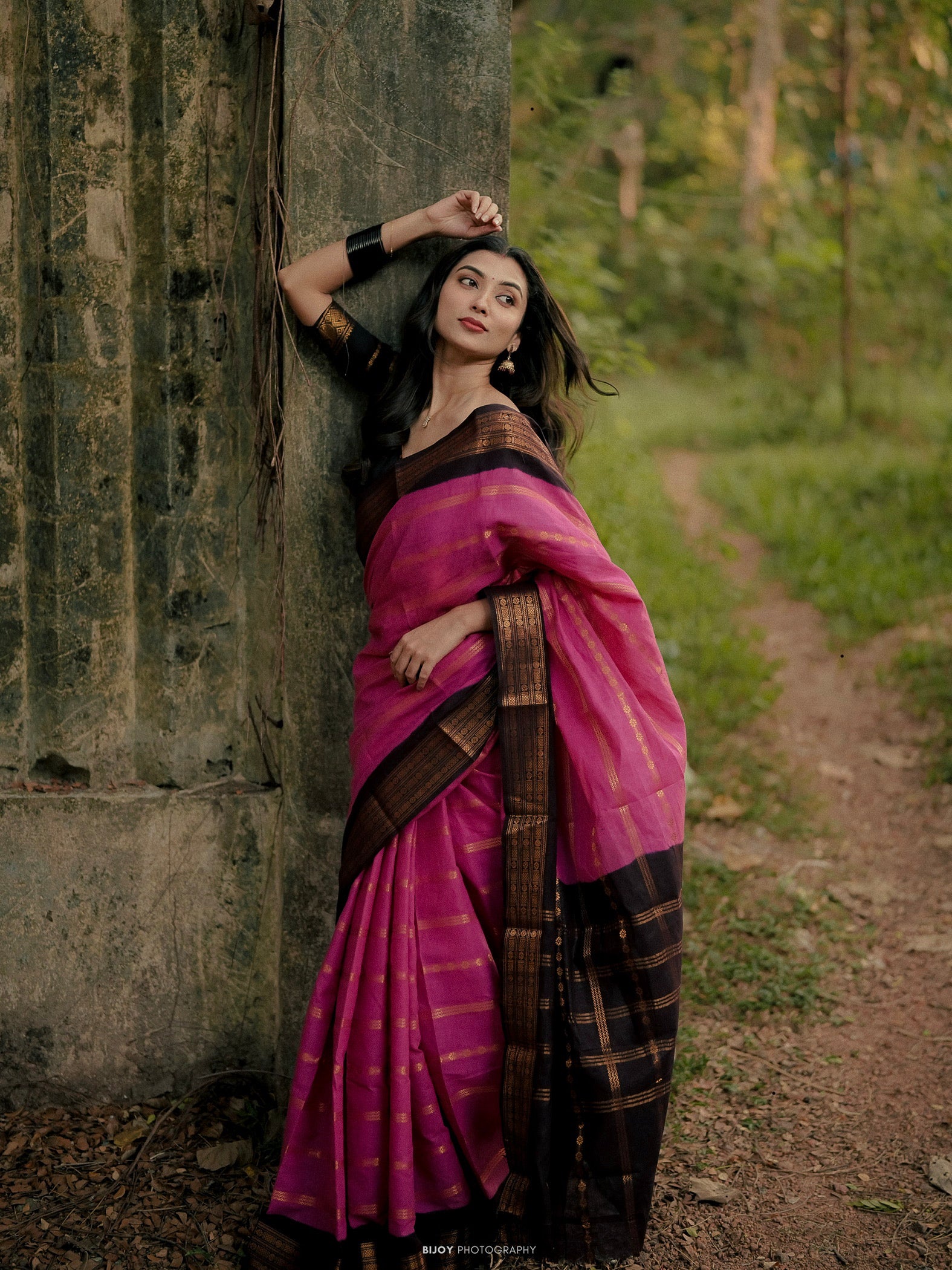 Sungudi Pink Black Kammal Velthari