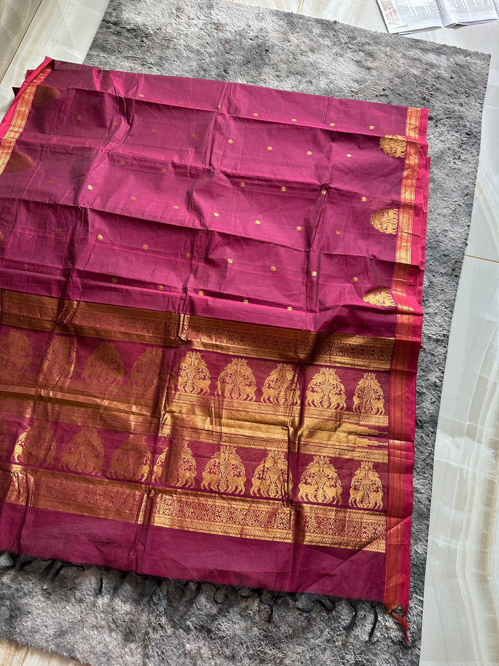 Premium Kanchi Cotton- Wine