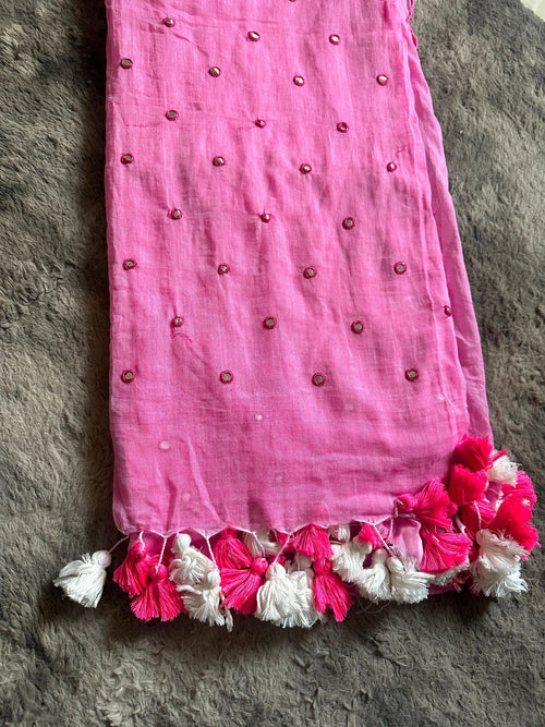 Baby pink mirror Mulcotton - ChaayamCo
