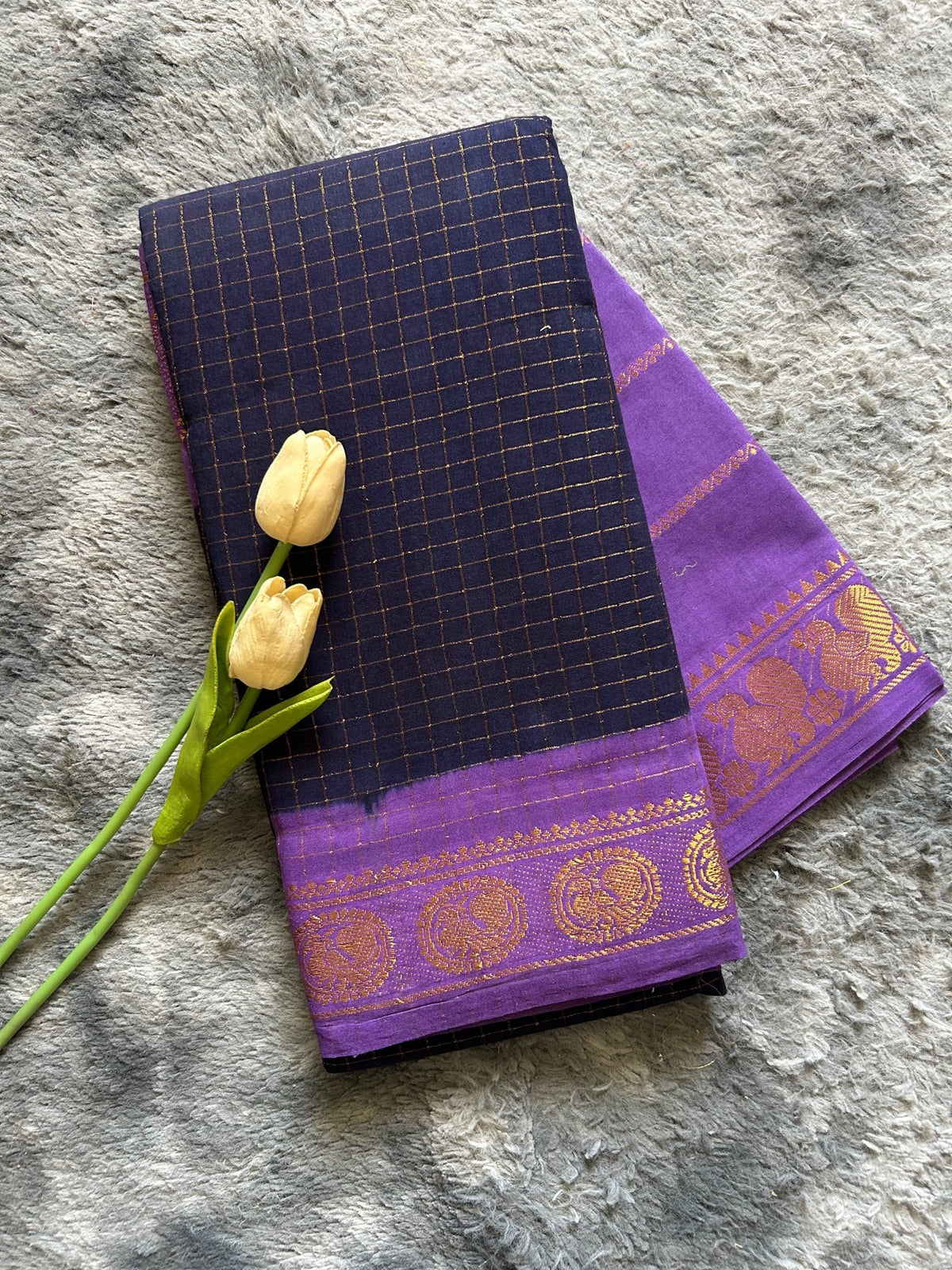 Dark Blue and Lavender - ChaayamCo