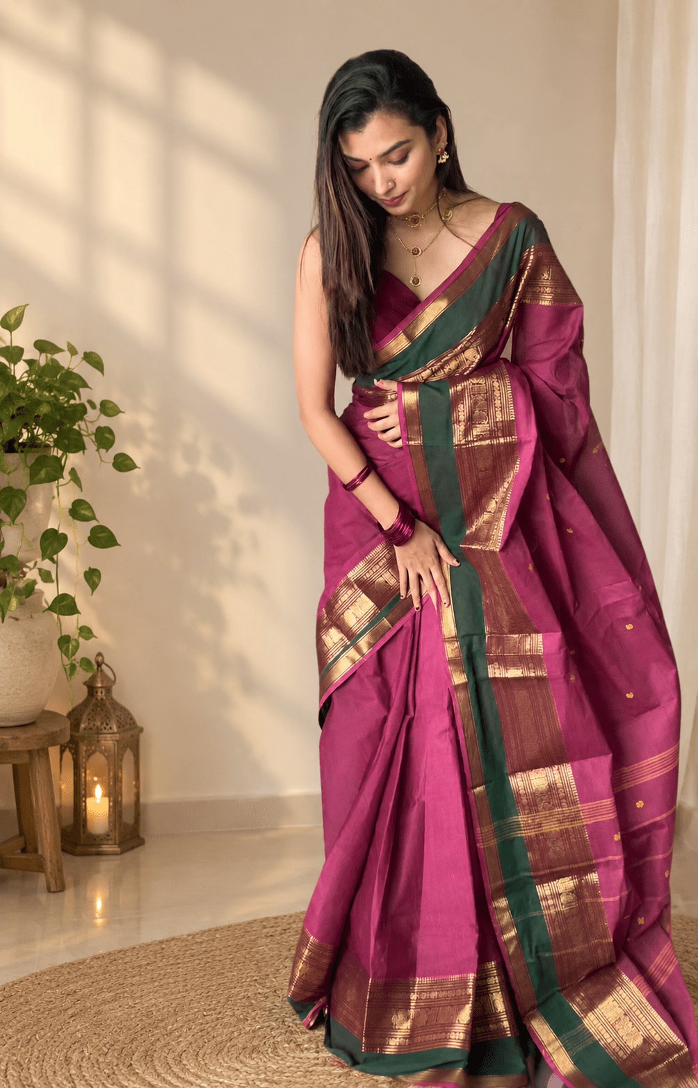 Mauve Green Buta - ChaayamCo