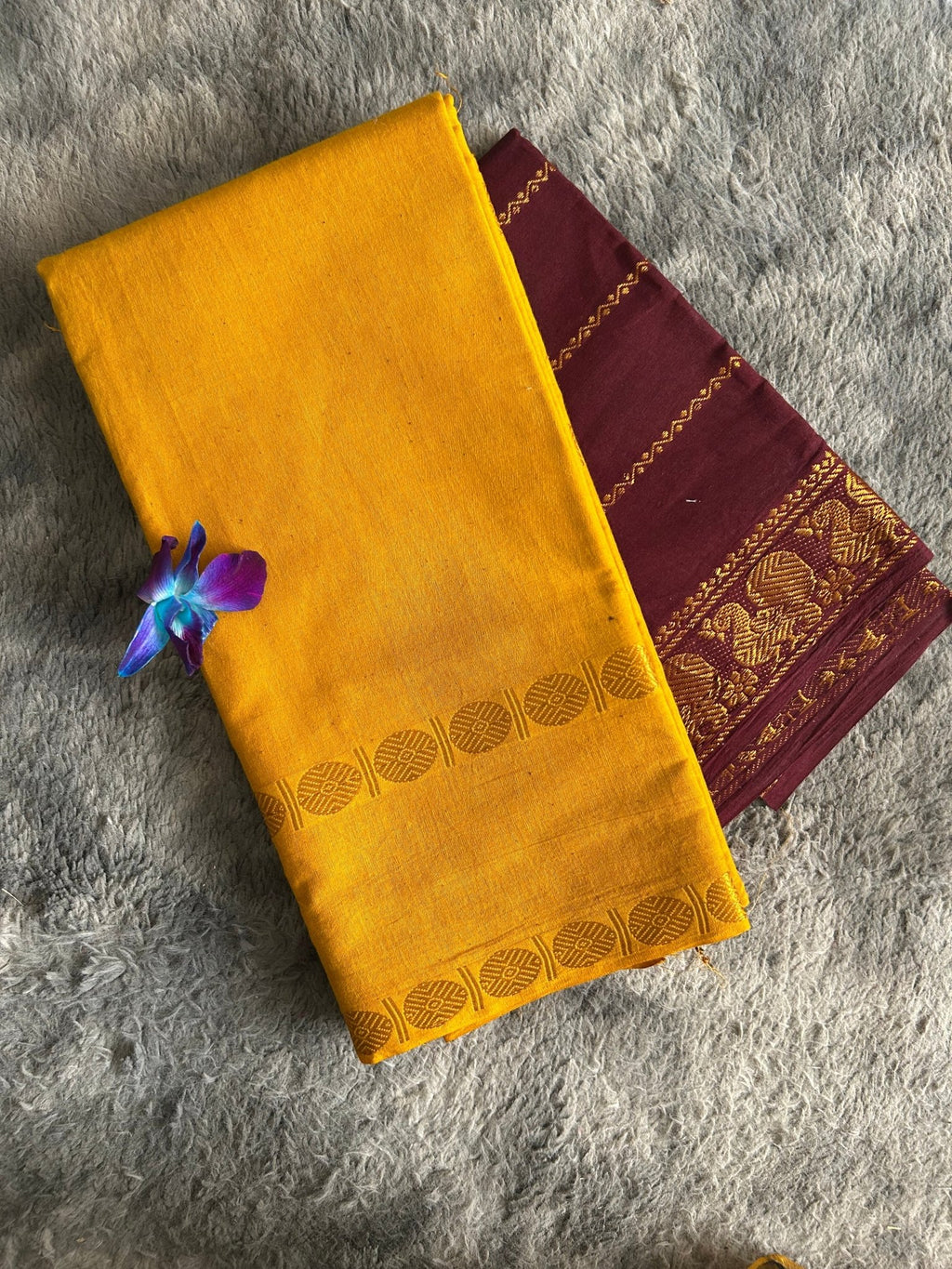 Mustard Yellow plain Sungudi - ChaayamCo