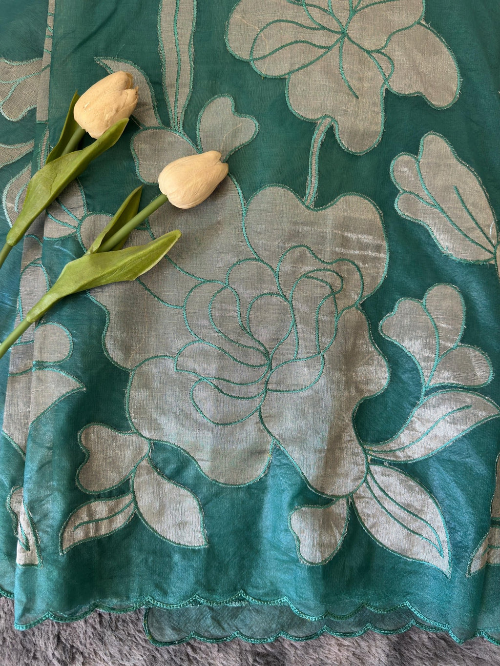 Ocean Green Organza - ChaayamCo