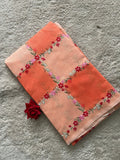Orange Embroidery- Cotton Saree - ChaayamCo
