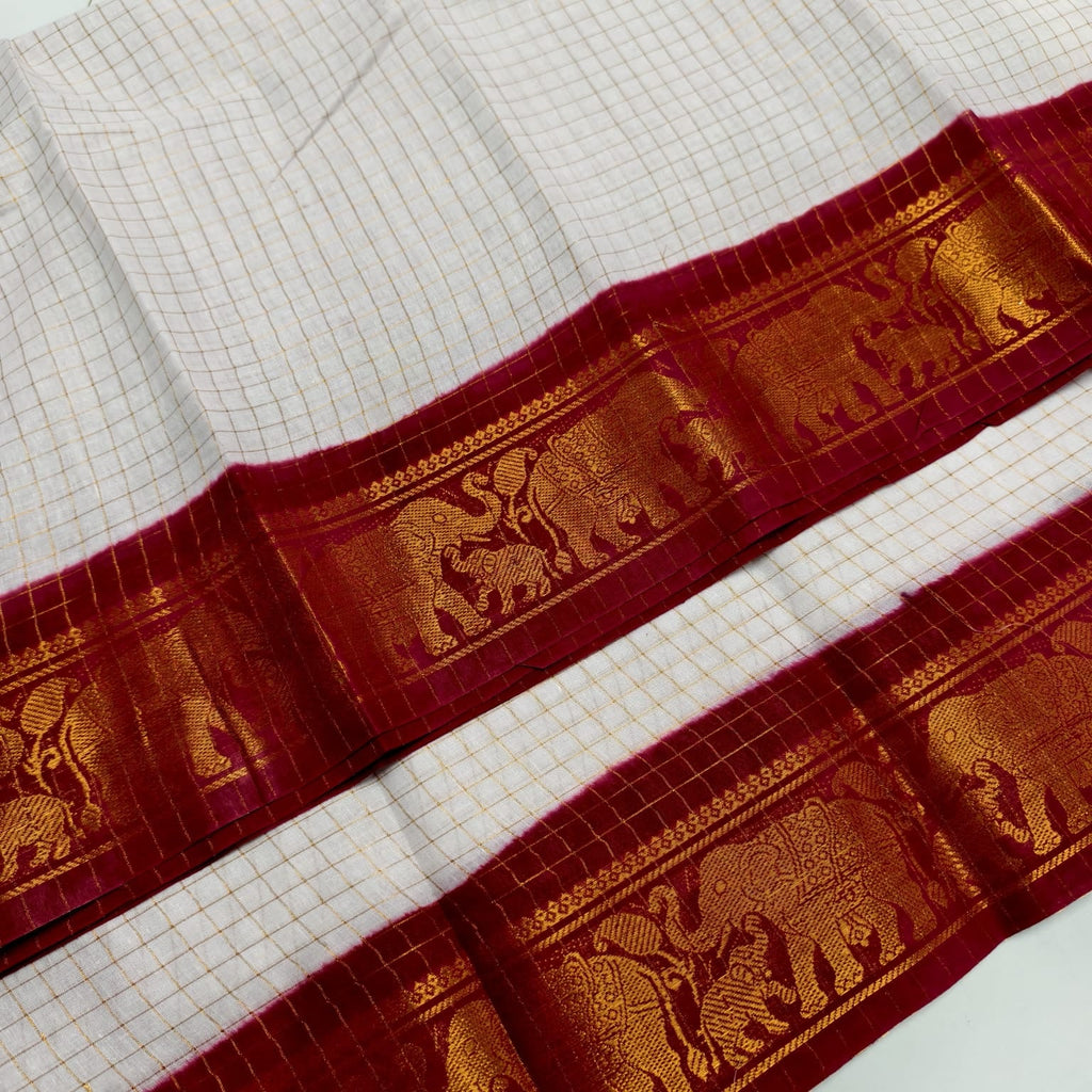 White Maroon Checks - ChaayamCo