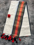 White with black orange border(ANJ) - ChaayamCo